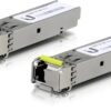 Ubiquiti SingleMode Module 1G BiDi fiber SFP transceiver 2-pack UACC-OM-SM-1G-S-2 front view with simplex LC connector