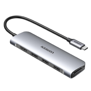 UGREEN 6 in 1 Multifunction Adapter, USB-C To 4K HDMI + USB 3.0 A ( 3 Port ) + SD/TF Converter
