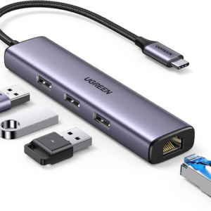 UGREEN USB-C to 3×USB3.0 Hub+RJ45 (1000M) Ethernet Adapter