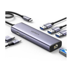 UGREEN 6 in 1 Multifunction Adapter, USB-C To USB 3.0 A ( 3 port ) + 4K HDMI + RJ45 + PD Converter