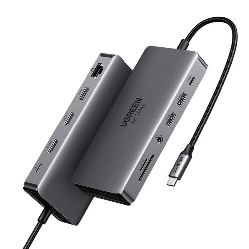 "UGREEN 11-in-1 USB-C Hub, USB-C to HDMI(4K@60Hz) + VGA + 2 USB-C 3.2 + USB-A3.2 + USB-A3.0 + SD/TF + Gigabit RJ45 + 3.5mm + PD (100W) "